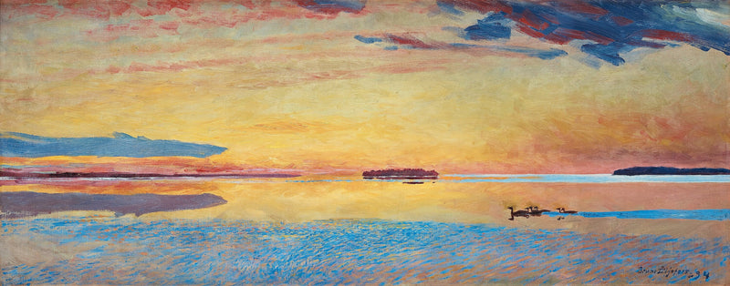 Puesta de sol sobre la inmensidad del mar - Bruno Liljefors