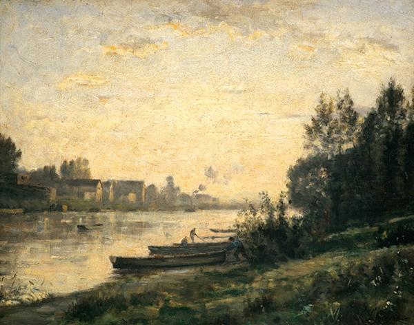 Atardecer sobre un río - Stanislas Lépine