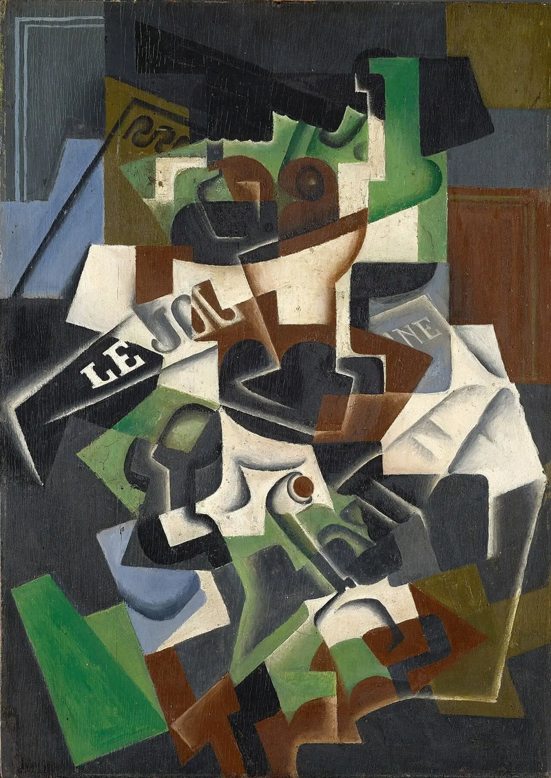 Cesta de frutas, pipa y periódico - Juan Gris