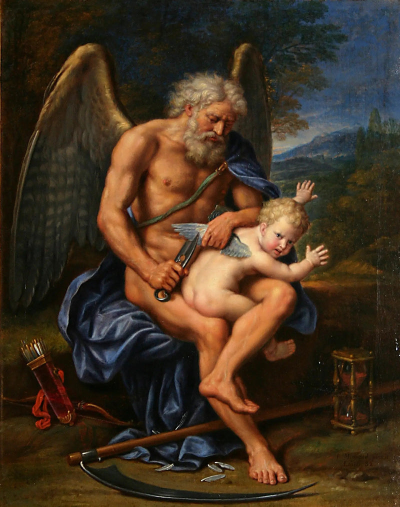 Cortar el tiempo con las alas de Cupido - Pierre Mignard