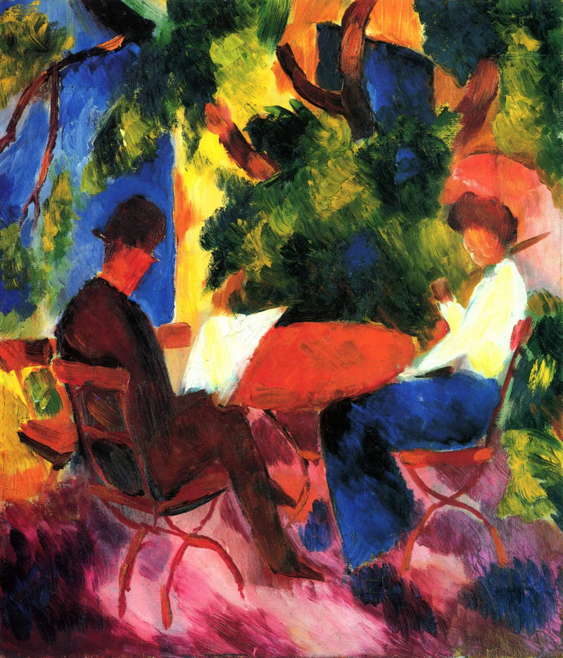 Pareja en la mesa del jardín - August Macke