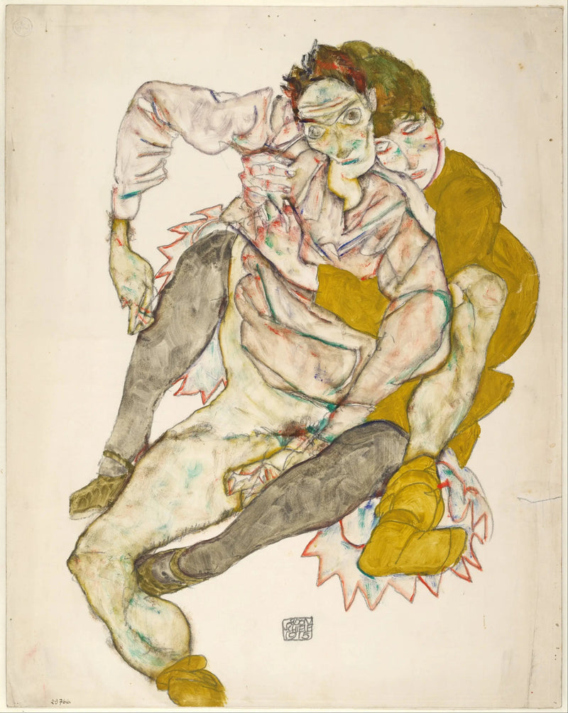 Pareja sentada - Egon Schiele