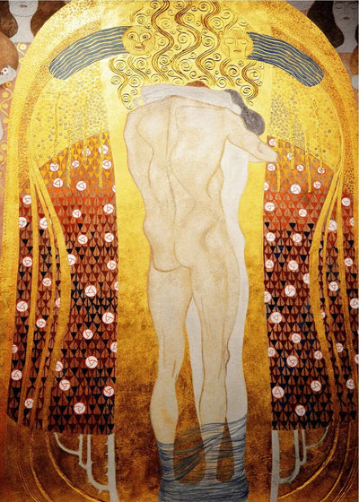 Reproduction du tableau « Couple enlacé (Frise Beethoven) - Gustav Klimt » par Alpha Reproduction en peinture à l’huile