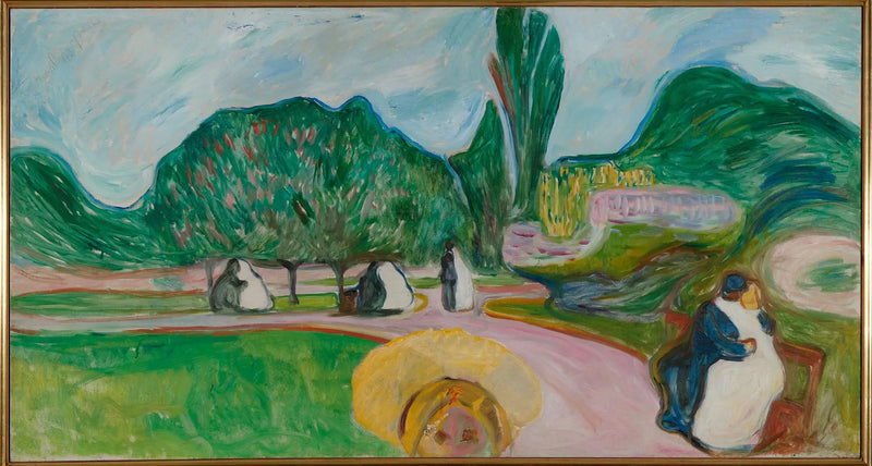 Parejas besándose en el parque (Frise Linde) - Edvard Munch