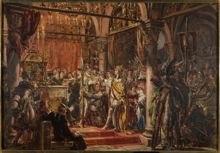 Coronación del primer rey, 1001 después de Cristo, de la serie « Historia de la civilización en Polonia » - Jan Matejko