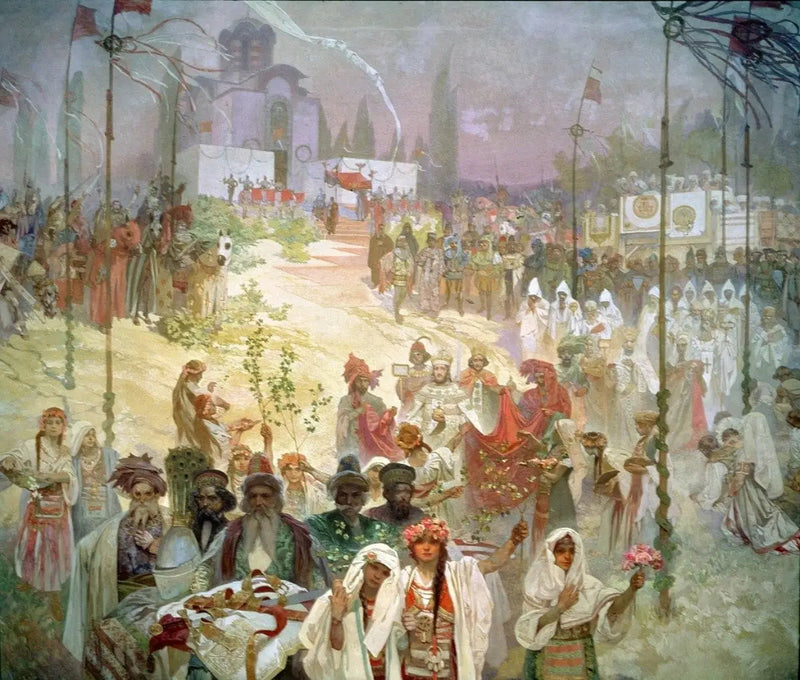 Coronación del zar serbio Stefan Dušan como emperador bizantino - Alphonse Mucha