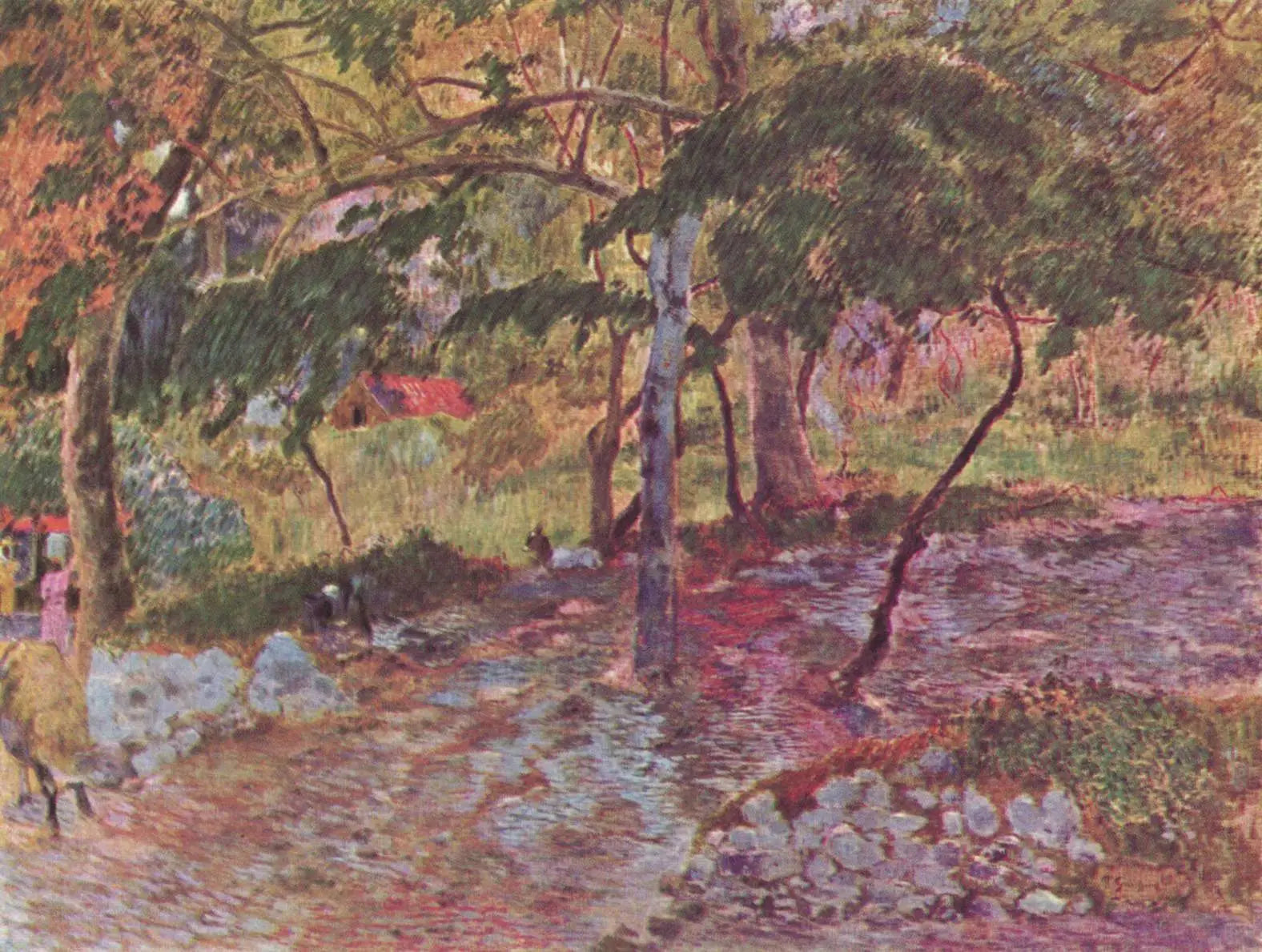 Cours d'eau sous les arbres, Martinique - Paul Gauguin image 1 reproduction de peinture à l’huile