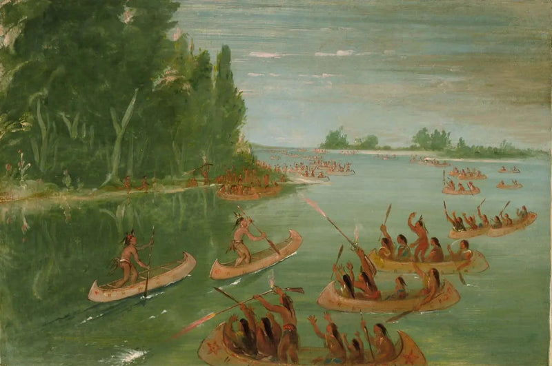 Carrera de canoa cerca de Sault Ste. Marie - George Catlin