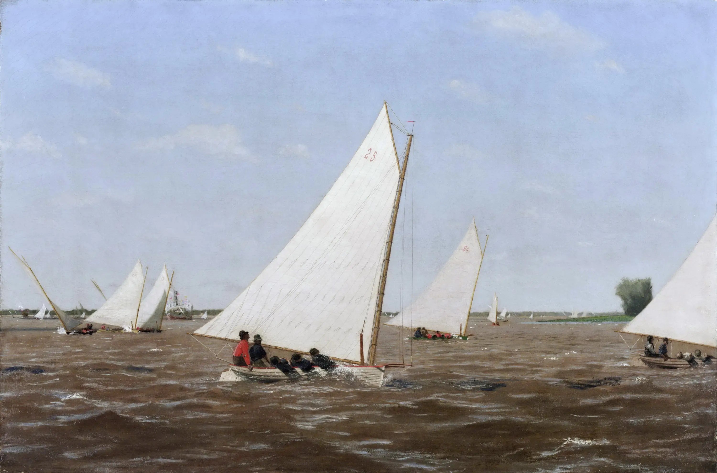 Courses de voiliers sur le Delaware - Thomas Eakins image 1 reproduction de peinture à l’huile