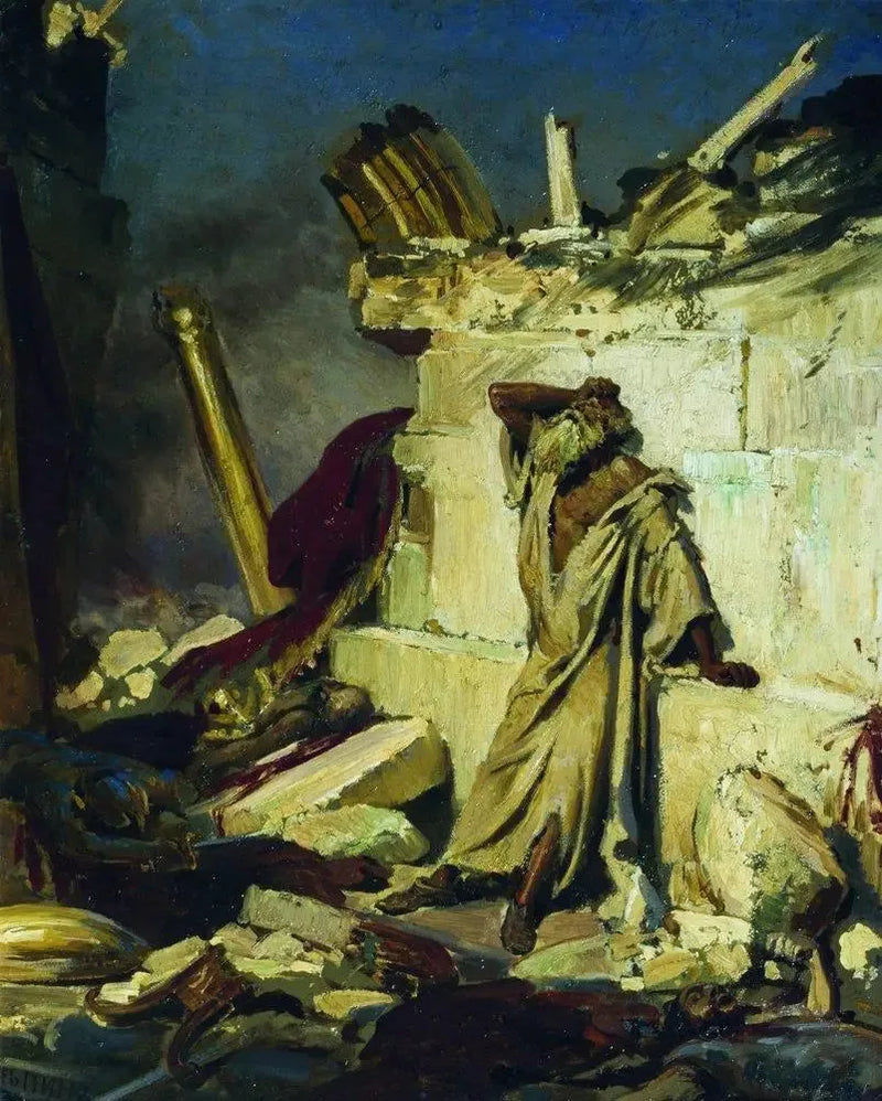 Profeta Jeremías en las ruinas de Jerusalén - Ilya Repin