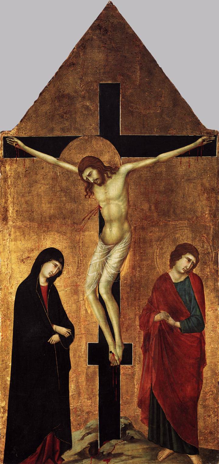 Crucifixión con la Virgen y san Juan evangelista - Ugolino di Nerio