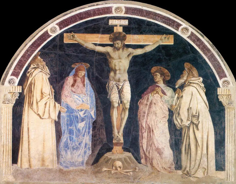 Crucifixión con la Virgen y tres santos - Andrea del Castagno