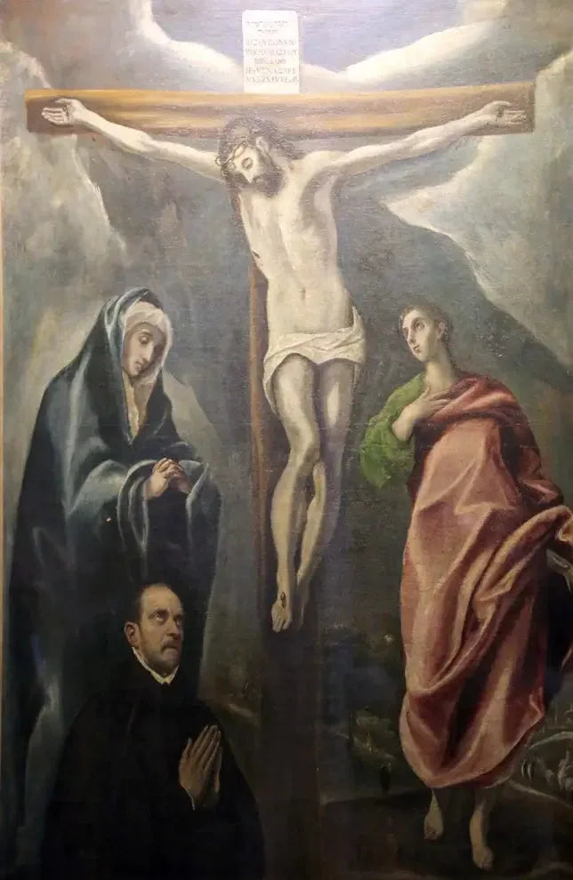 Crucifixión con la Virgen María y san Juan Evangelista - El Greco