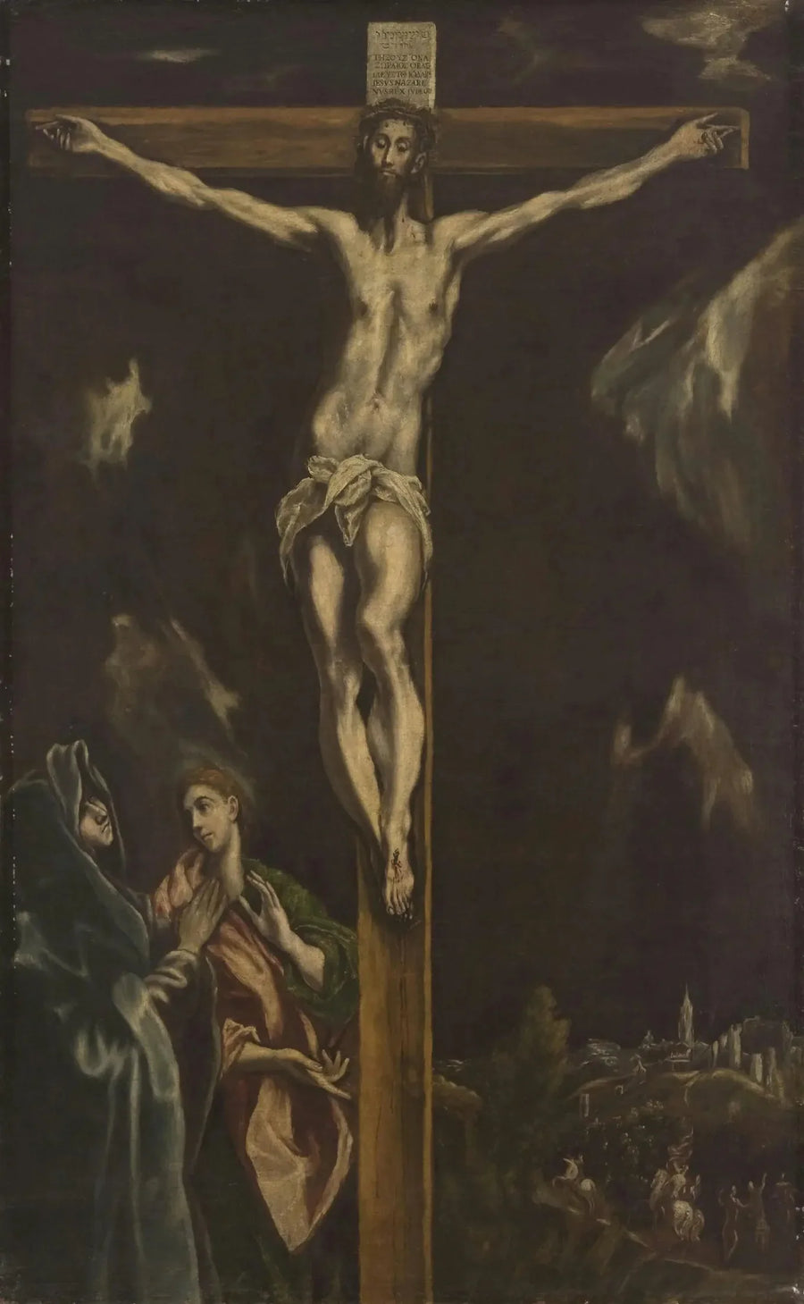 Crucifixión con la Virgen María y san Juan Evangelista - El Greco