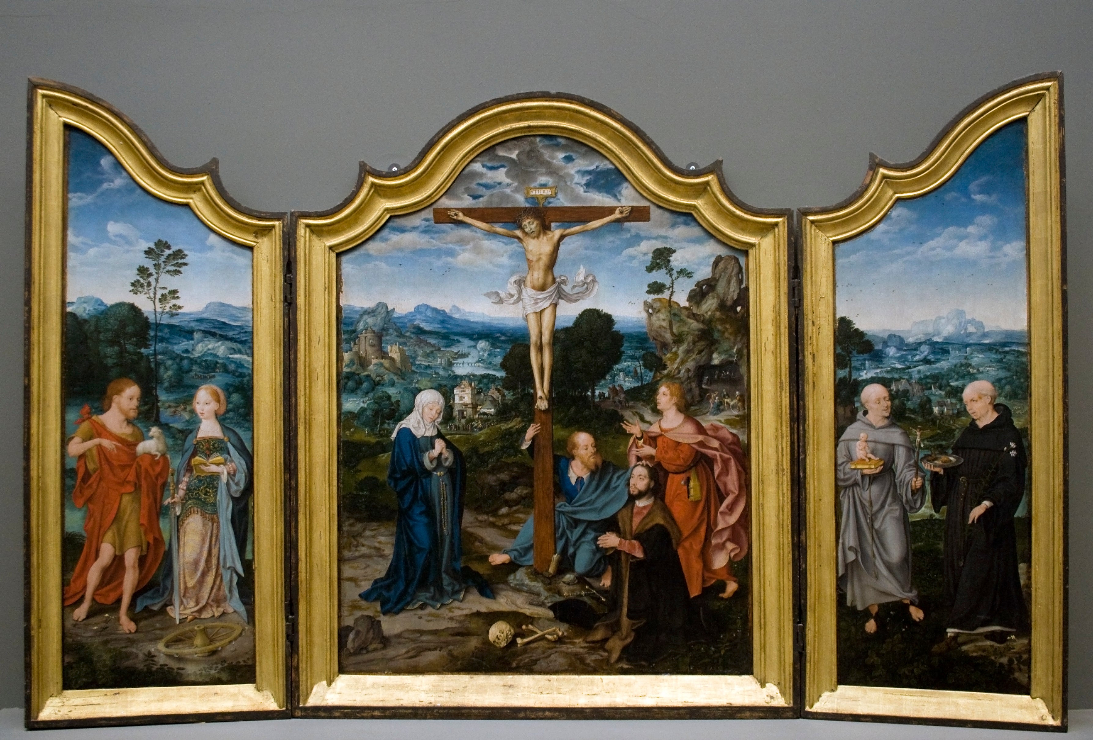 Crucifixion avec Saints et Donateurs - Joos van Cleve - Alpha Reproduction