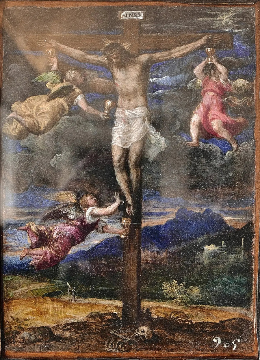 Crucifixión con tres ángeles - Tiziano