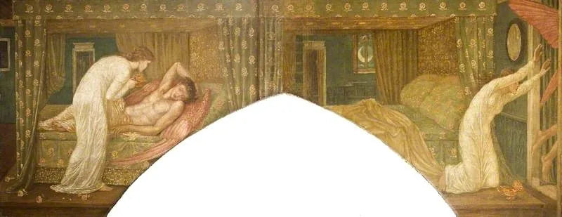 Cupido y Psique - Pinturas murales verdes del palacio - Edward Burne-Jones