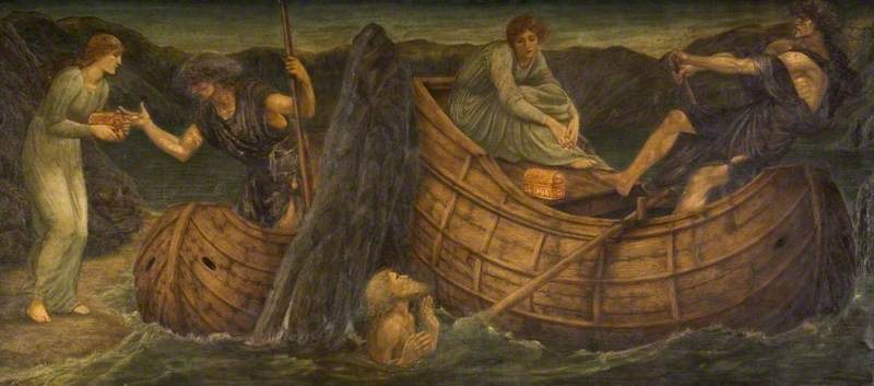 Cupido y Psique - Pinturas murales verdes del palacio - Edward Burne-Jones