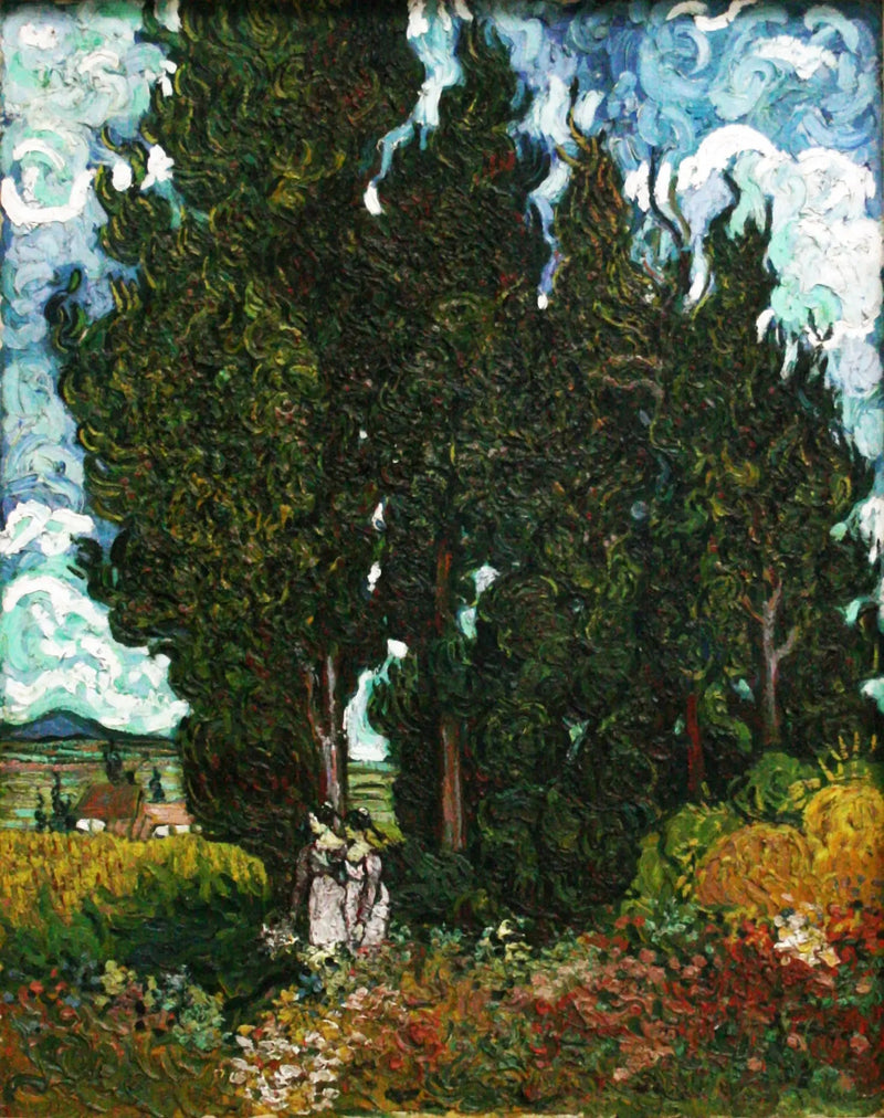 Ciprés con dos figuras - Vincent van Gogh