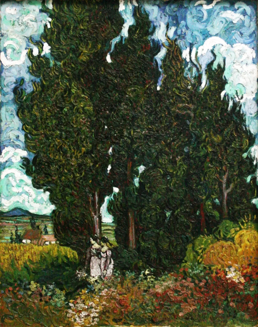 Ciprés con dos figuras - Vincent van Gogh