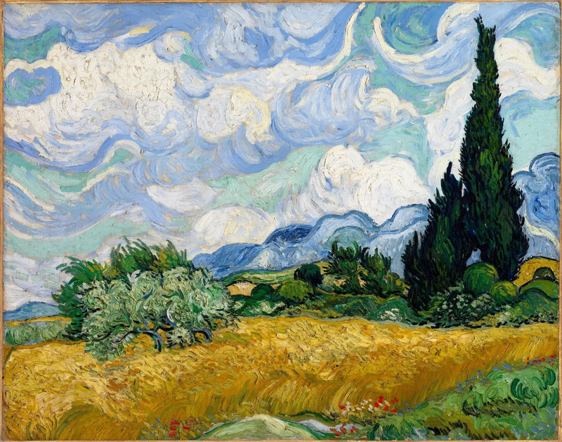 Cipreses con trigo dorado - Vincent van Gogh