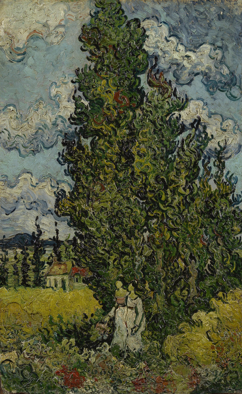 Cipreses y dos mujeres - Vincent van Gogh