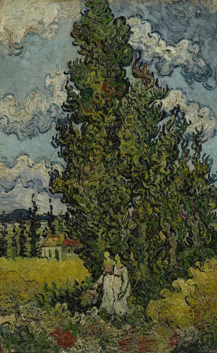 Cipreses y dos mujeres - Vincent van Gogh