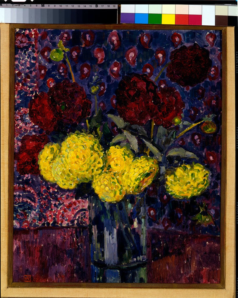Dalias en un jarrón - Théodore van Rysselberghe