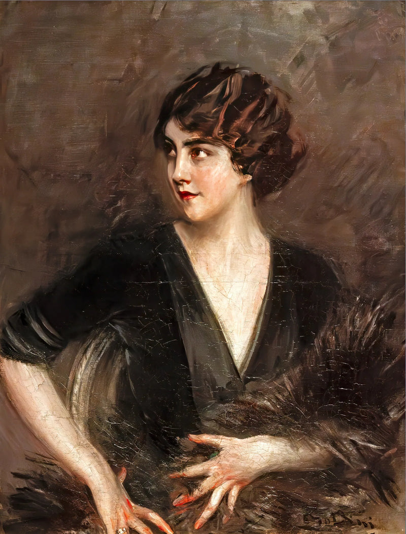 Dame con bufanda de piel oscura - Giovanni Boldini