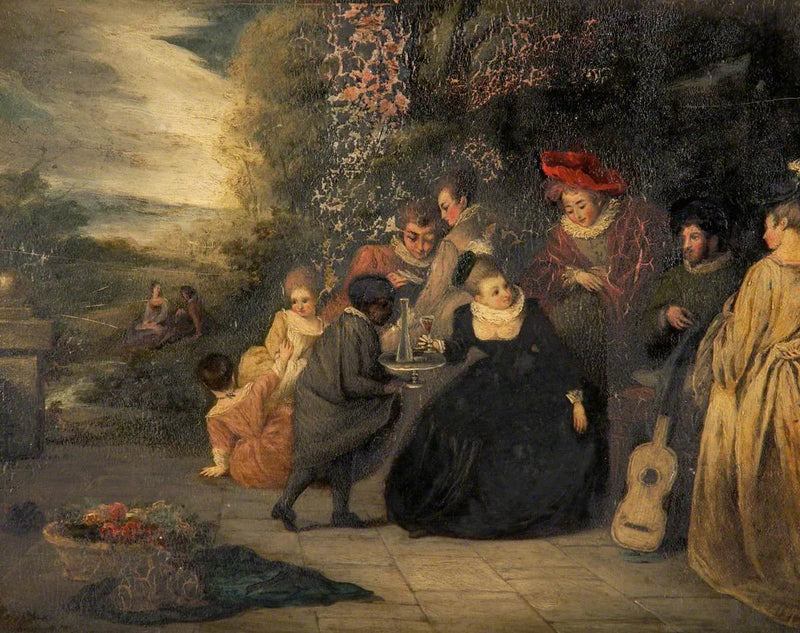 Dame sentada con una sirvienta - Antoine Watteau
