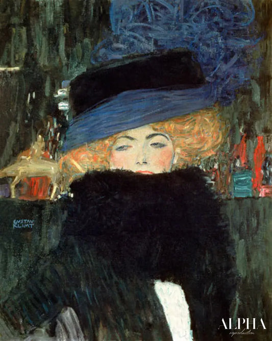 Dame avec le chapeau et le boa - Gustav Klimt - Reproductions de tableaux et peintures haut de gamme