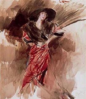 Dame en vestido rojo - Giovanni Boldini
