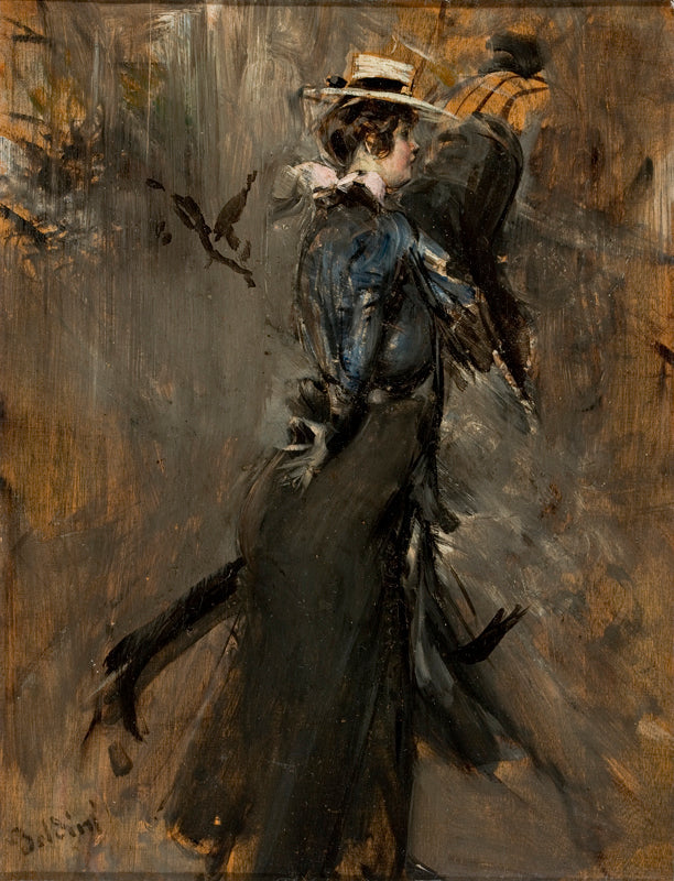 Dame portant un sombrero de paja (Paseo matutino) - Giovanni Boldini