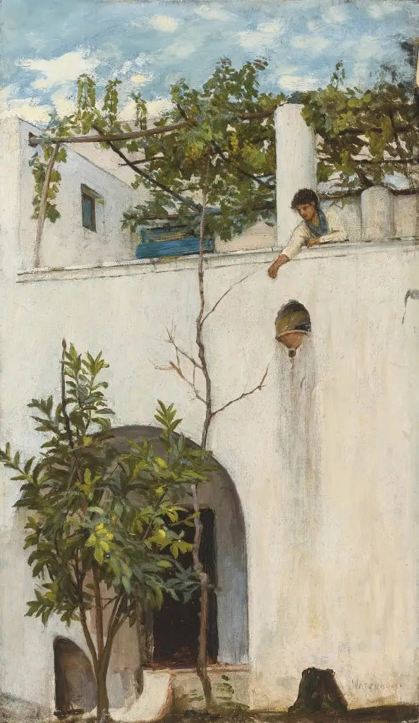 Dame en un balcón, Capri - John William Waterhouse