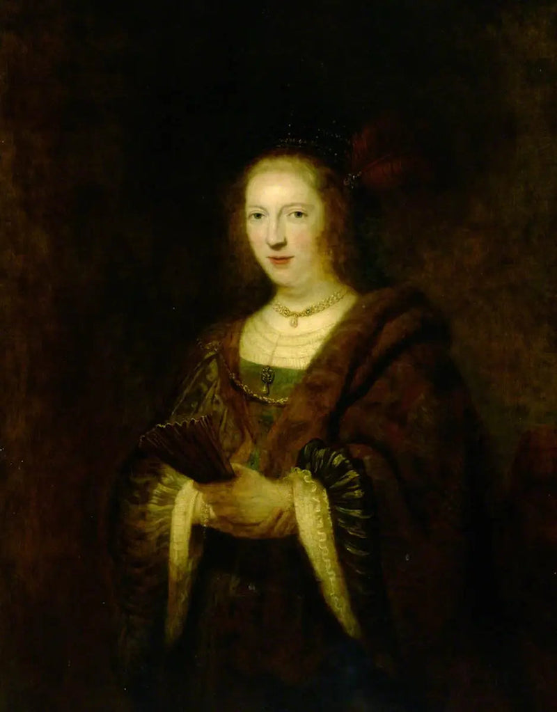 Dama sosteniendo un abanico - Rembrandt