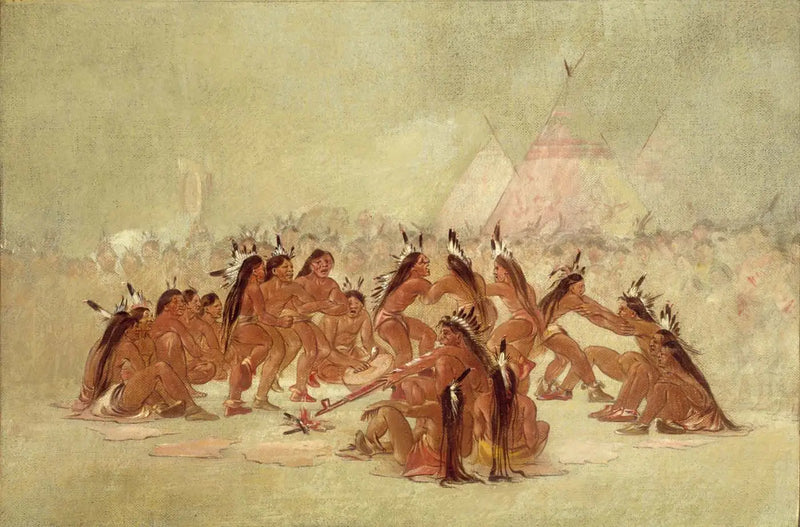 Danza del calumet, Assiniboine - George Catlin