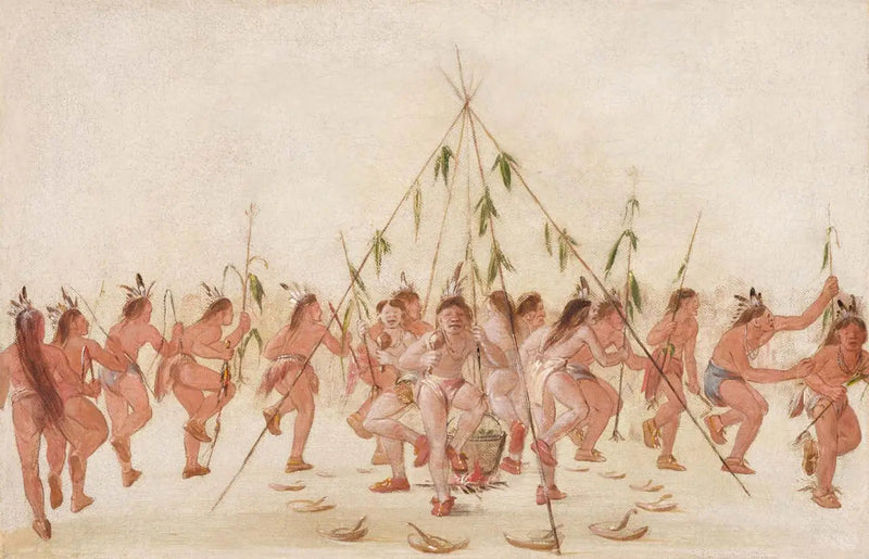 Danza del maíz verde, Hidatsa - George Catlin