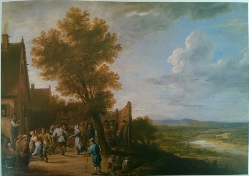 Danza del pueblo con vista a un río - David Teniers el Joven