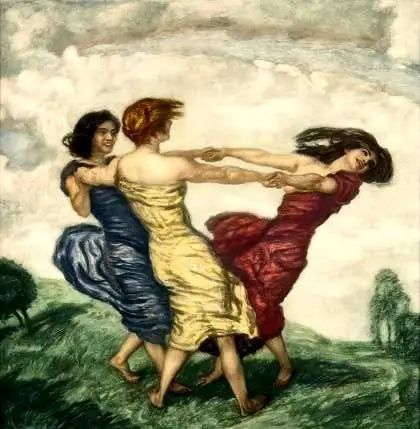Danse en Cercle - Franz Von Stuck image 1 copie peinte à la main à l’huile