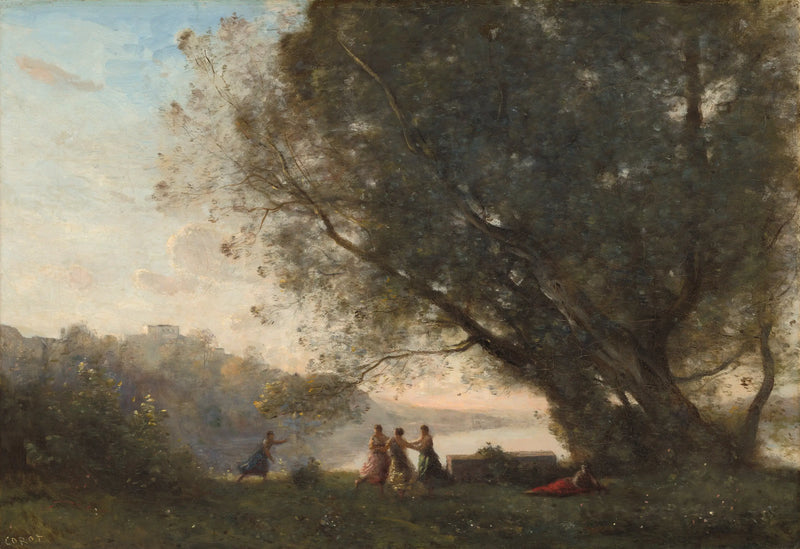 Danza bajo los árboles junto al lago - Jean-Baptiste Camille Corot