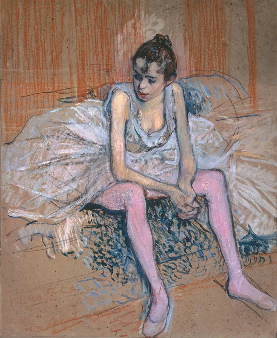 Bailarina sentada con medias rosas - Henri de Toulouse-Lautrec