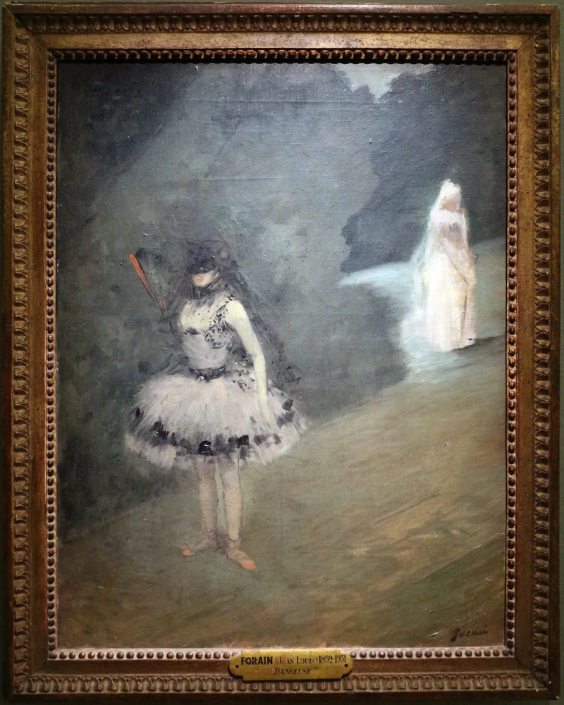 Bailarina de pie detrás de un perchero de telón - Jean-Louis Forain