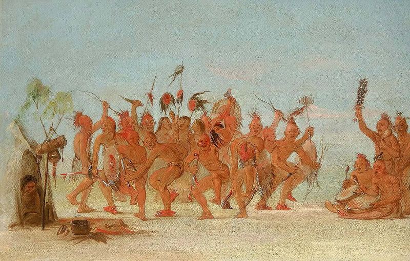 Baile en la bolsa de medicina de los valientes - George Catlin