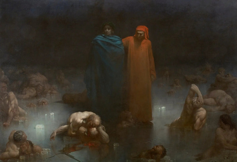 Dante y Virgilio en el noveno círculo del Infierno - Gustave Doré