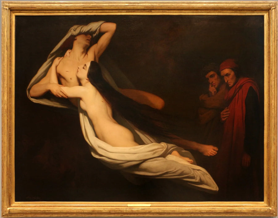 Dante y Virgilio encuentran las sombras de Francesca da Rimini y Paolo Malatesta en los Infiernos - Ary Scheffer