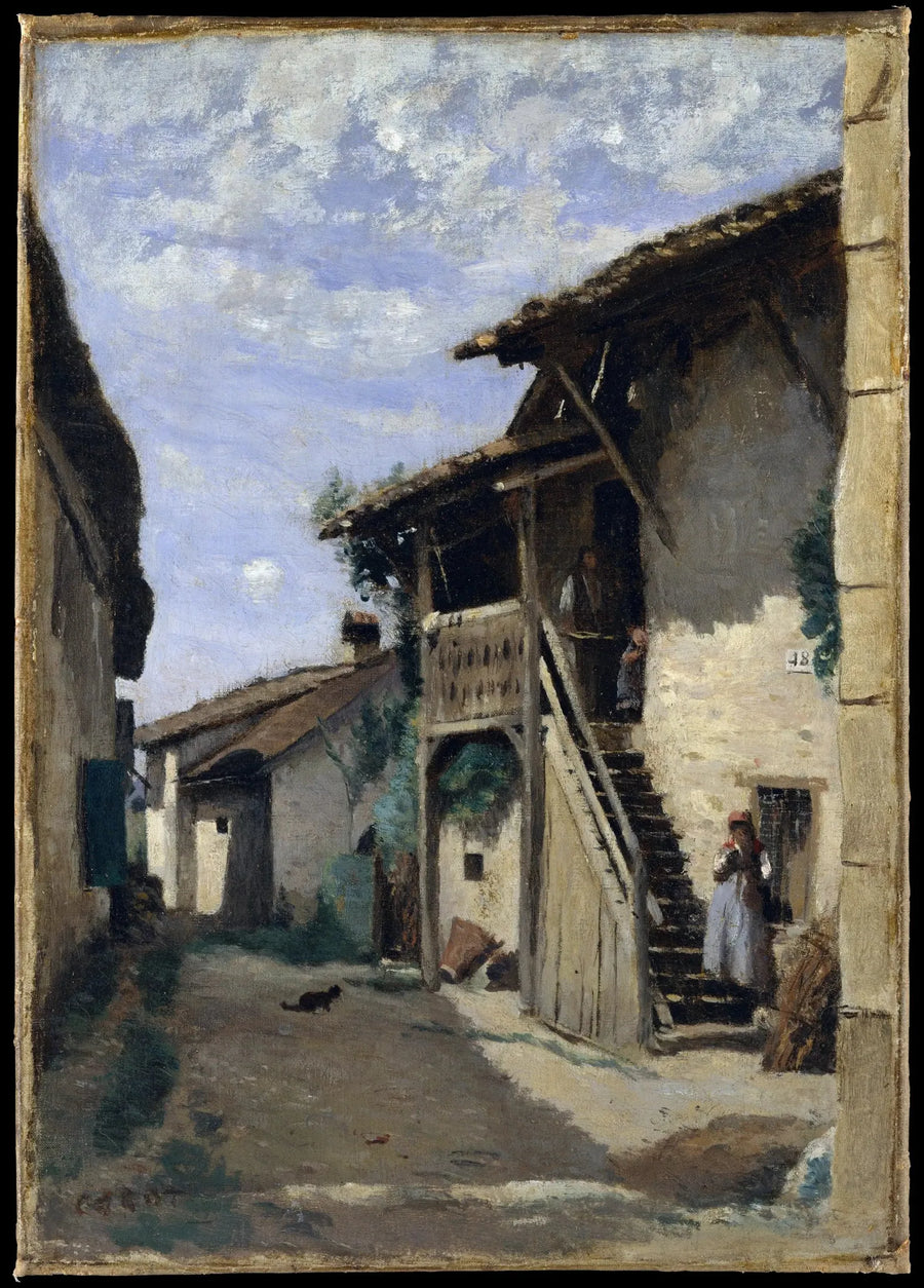 Dardagny (cerca de Ginebra), una calle del pueblo - Jean-Baptiste Camille Corot