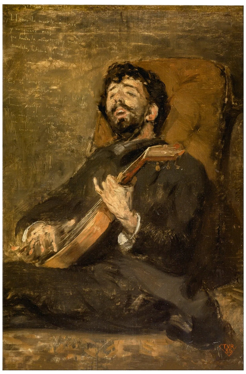 Darío de Regoyos tocando la guitarra - Théodore van Rysselberghe