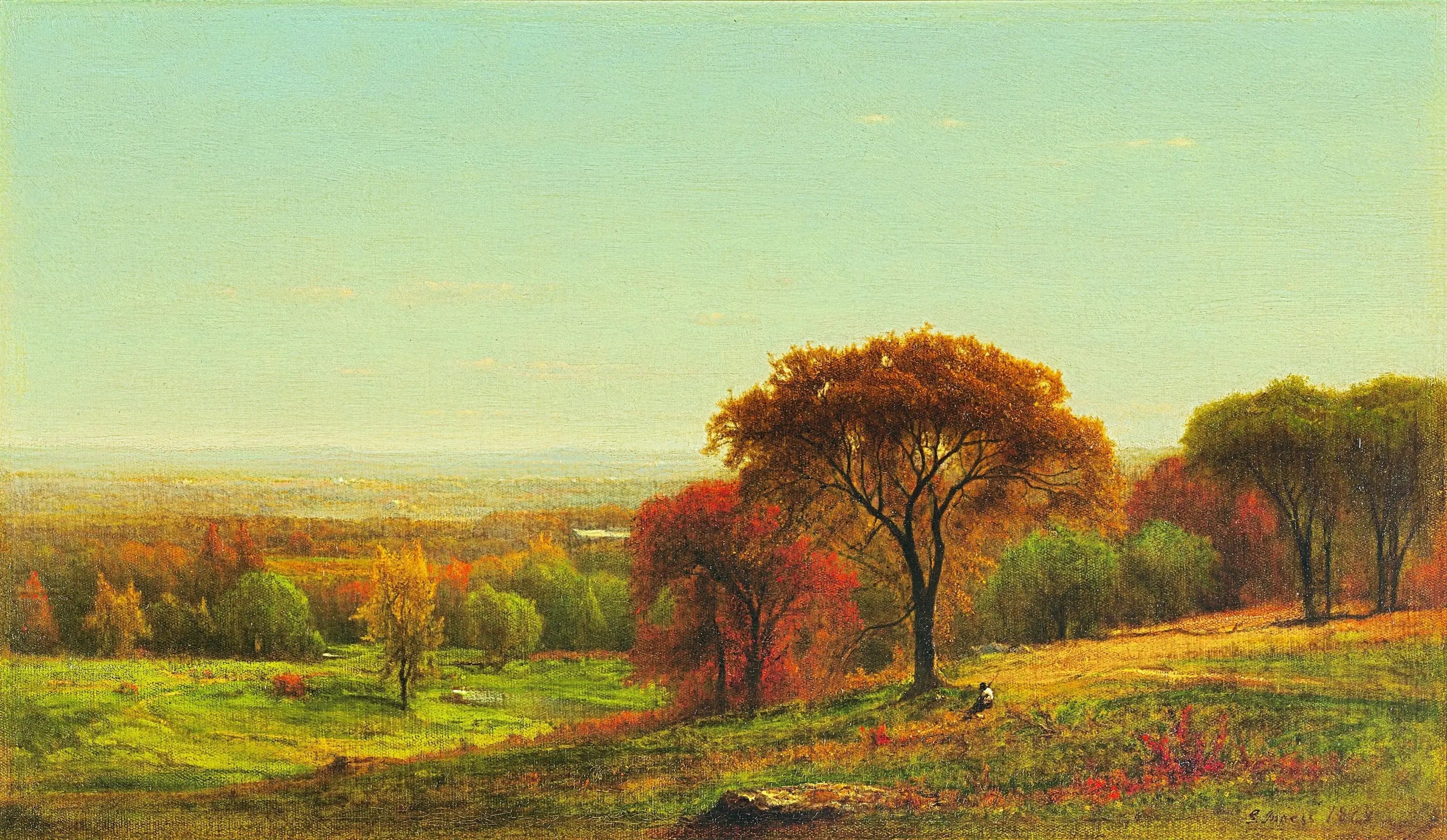 De l'autre côté de la vallée de l'Hudson, dans les contreforts des Catskills - George Inness image 1 copie de tableau peinte à la main