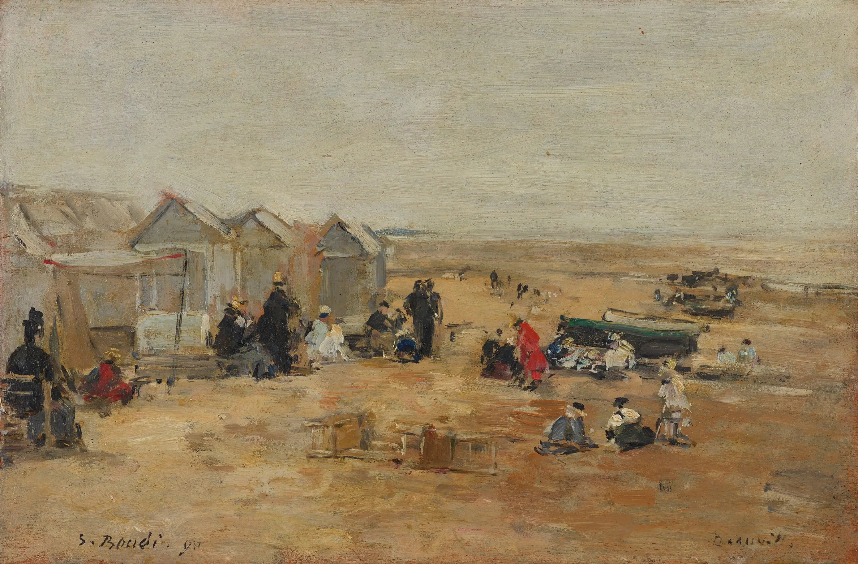 Deauville, Scène de plage - Eugène Boudin image 1 copie peinte à la main à l’huile