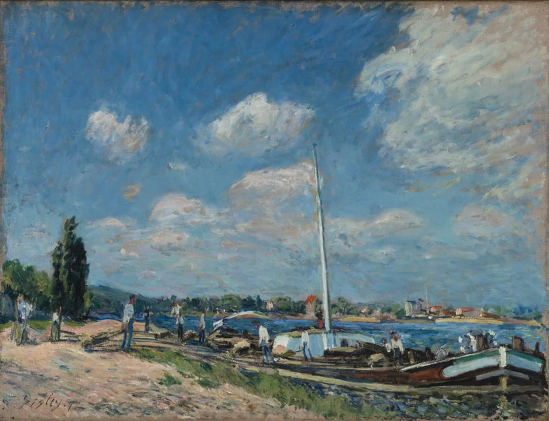 Descarga de las barcazas en Billancourt - Alfred Sisley